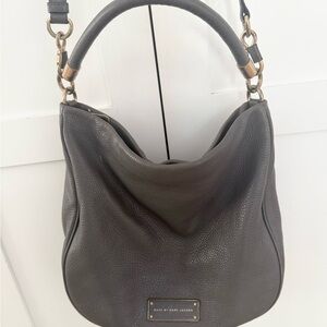 MARC JACOBS Too Hot to Handle GRAY Leather Hobo Shoulder Handbag Tote Carryall